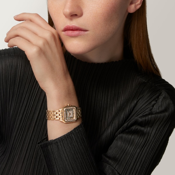 Panthère de Cartier watch Medium model, quartz, yellow gold, diamonds