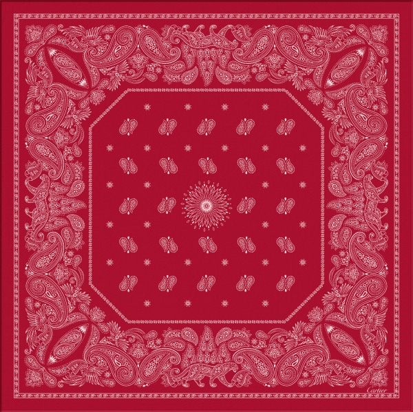 Double C Paisley 90 scarf Red silk twill