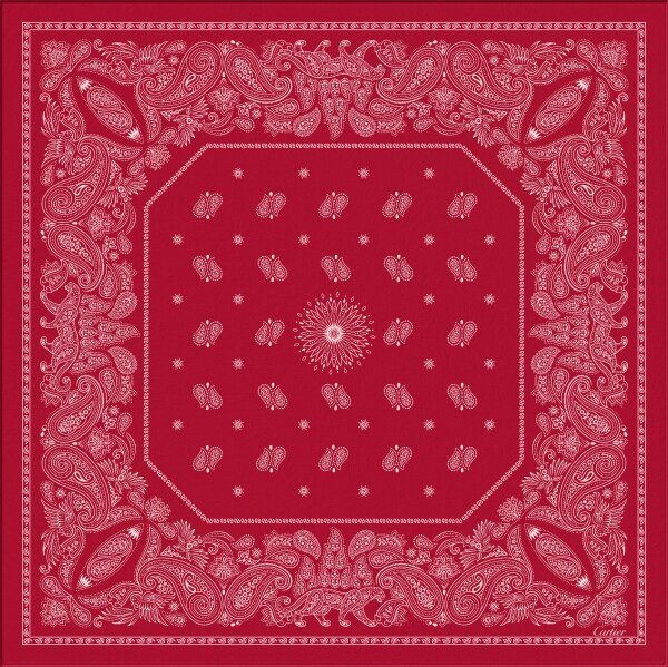 Double C Paisley 90方巾 红色斜纹真丝