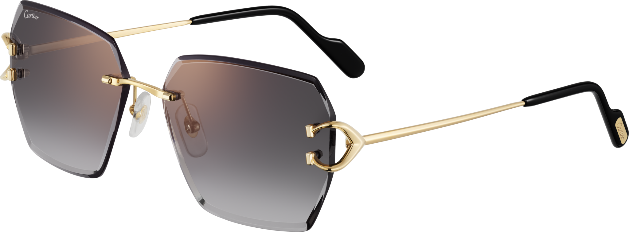 Signature C de Cartier SunglassesSmooth golden-finish metal, grey lenses