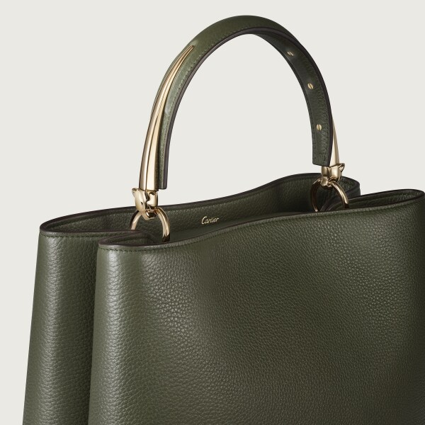 Bag, Panthère Green tea grained calfskin, golden finish