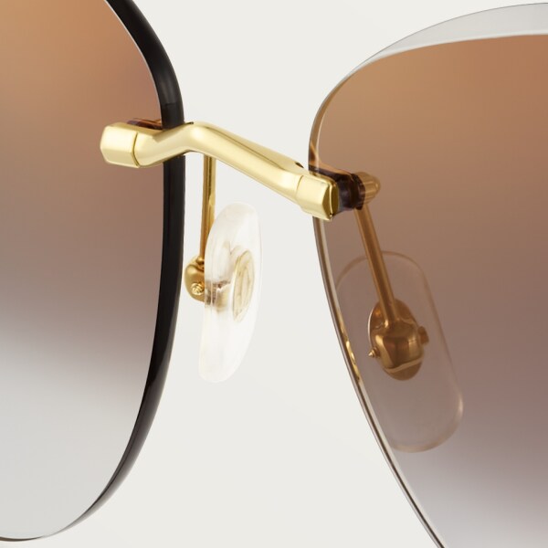 Panthère de Cartier Sunglasses Smooth golden-finish metal, grey lenses