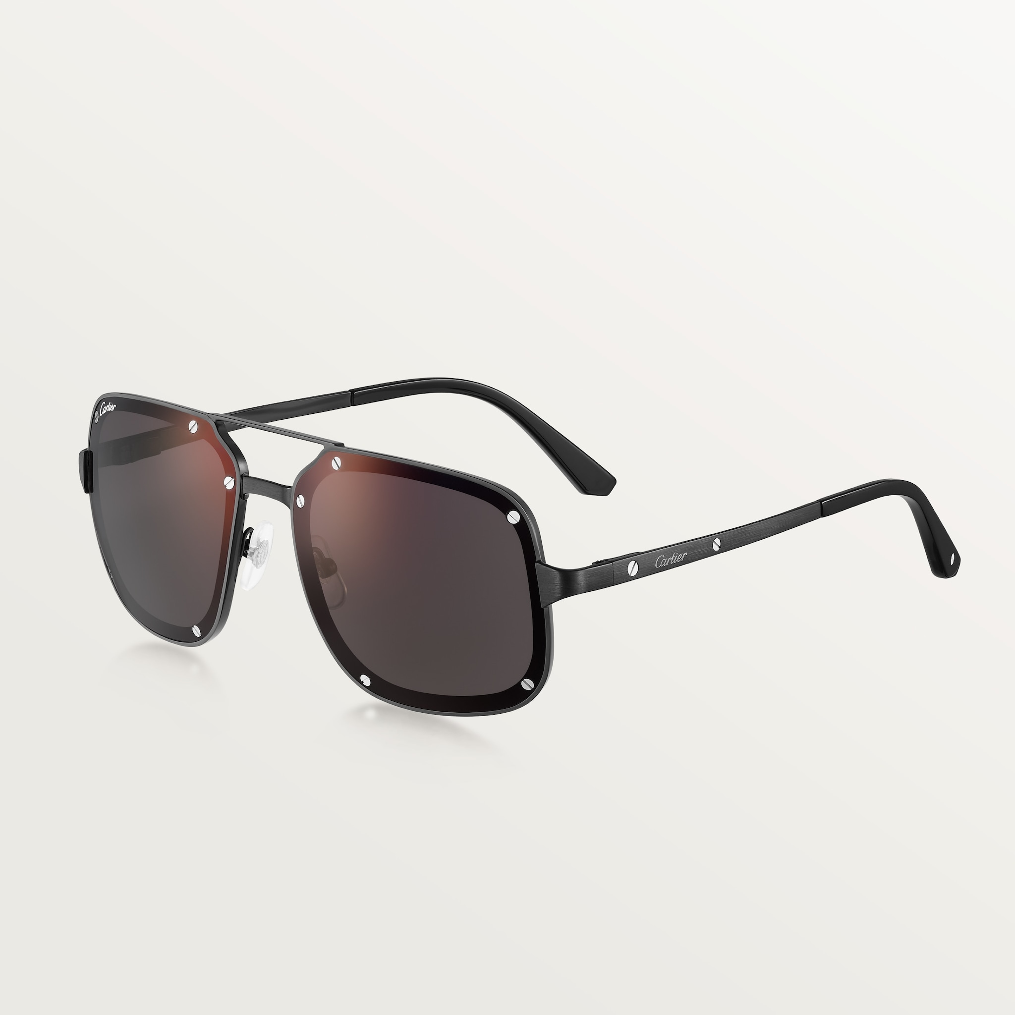 Santos de Cartier SunglassesSmooth and brushed black PVD-finish metal, black lenses