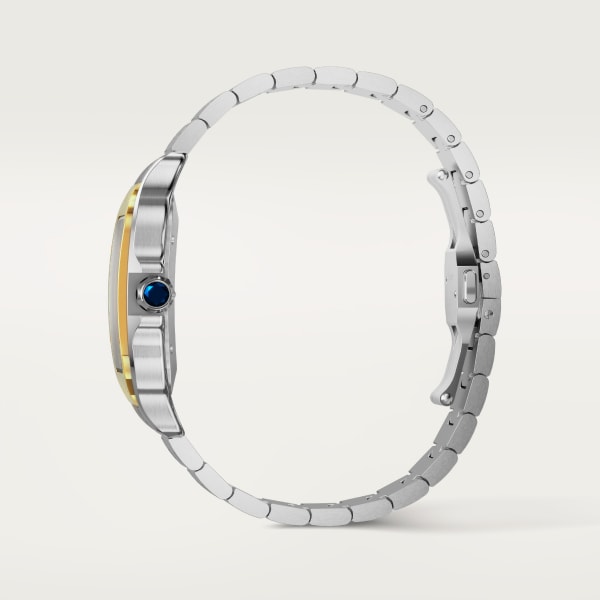 Santos de Cartier腕表 大号表款，自动上链机械机芯，黄金与精钢，可替换式金属表链与皮革表带