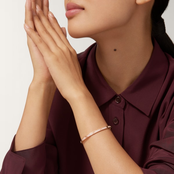 Love bracelet, small model, paved Rose gold, diamonds