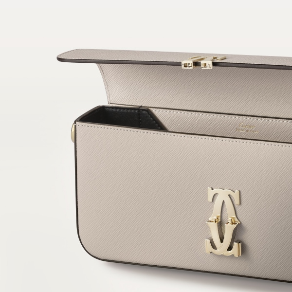 East-west bag, C de Cartier Beige textured calfskin, embroidery, golden finish