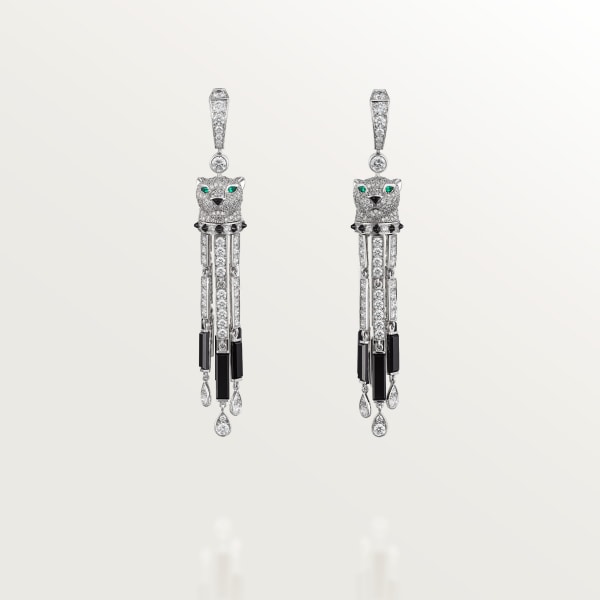 CRH8001117 Panthere de Cartier earrings White gold onyx emerald diamonds. Cartier