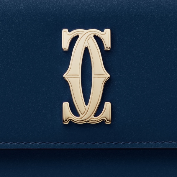 C de Cartier系列翻盖通用型皮夹 午夜蓝小牛皮，镀金饰面