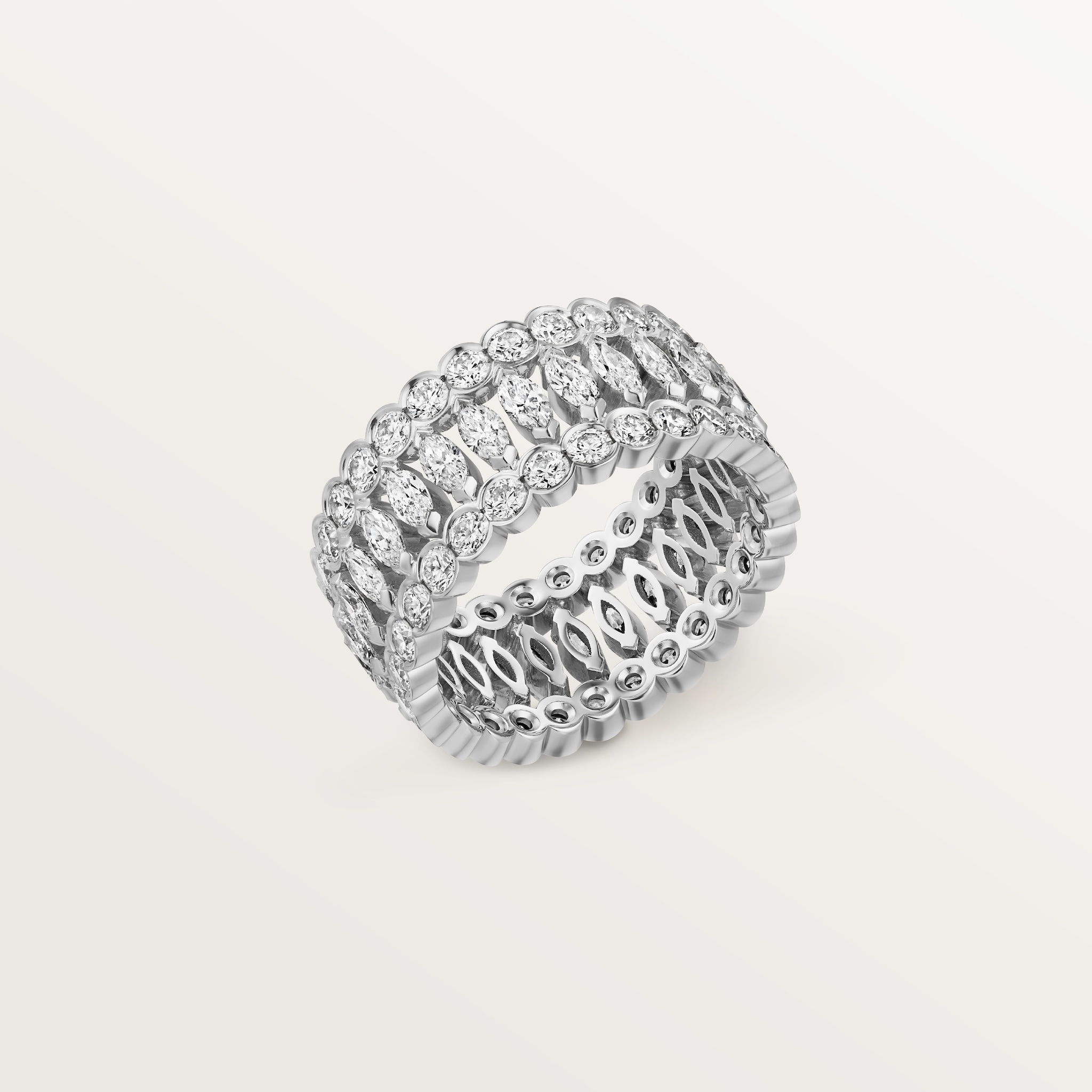 Broderie de Cartier ring, triple row, diamondsWhite gold, diamonds