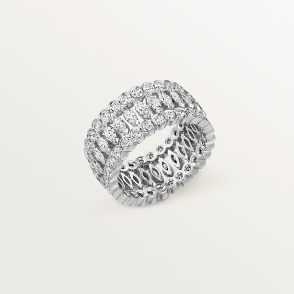 Broderie de Cartier ring, triple row, diamonds White gold, diamonds