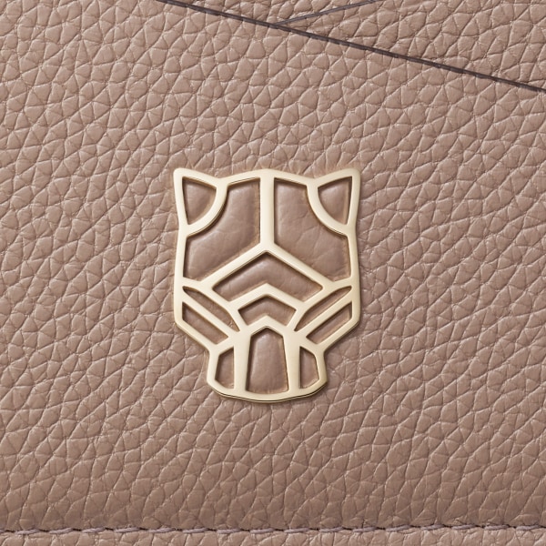 Simple card holder, Panthère Graphique de Cartier Clay-coloured grained calfskin, golden finish