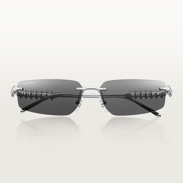 Clash de Cartier Sunglasses Smooth platinum-finish metal, grey lenses