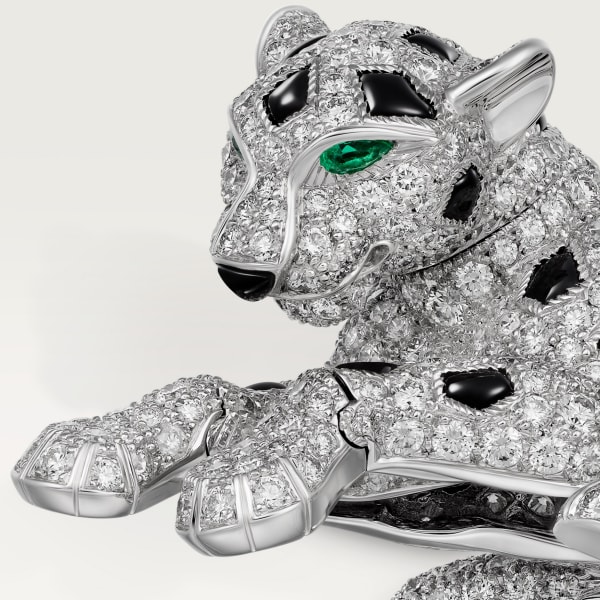 Panthère de Cartier ring, paved White gold, emeralds, onyx, diamonds