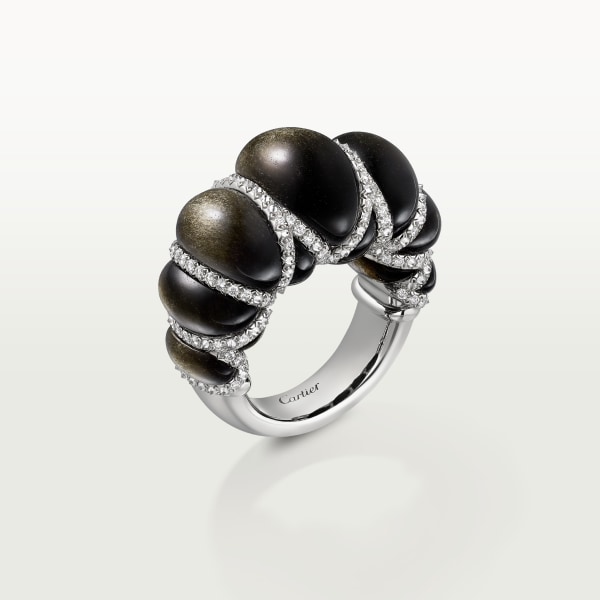 Cartier Libre Tressage ring, obsidian, diamonds Platinum, obsidians, diamond