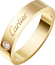 C de Cartier wedding ring, 4 mm width, 1 diamond Yellow gold, diamond