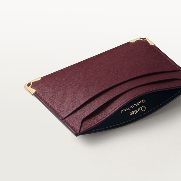 Double card holder, Must de Cartier Burgundy perforated logo calfskin, golden finish