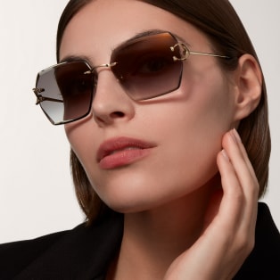 Signature C de Cartier Sunglasses Smooth golden-finish metal, grey lenses