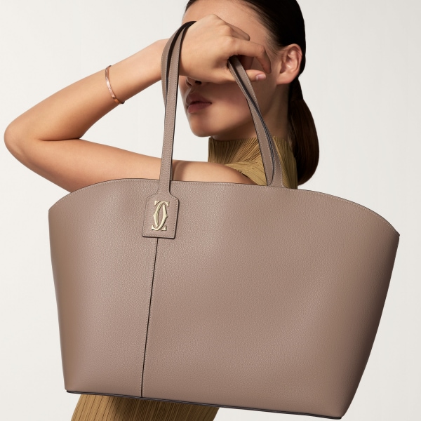 Tote bag, C de Cartier Clay-coloured grained calfskin, golden finish