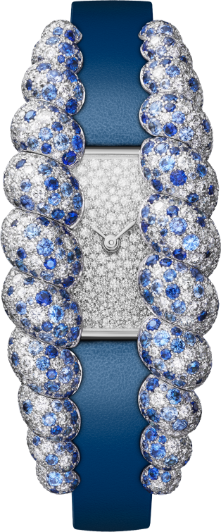 Tressage watch Quartz movement, white gold, diamonds, sapphires, 2 interchangeable leather straps