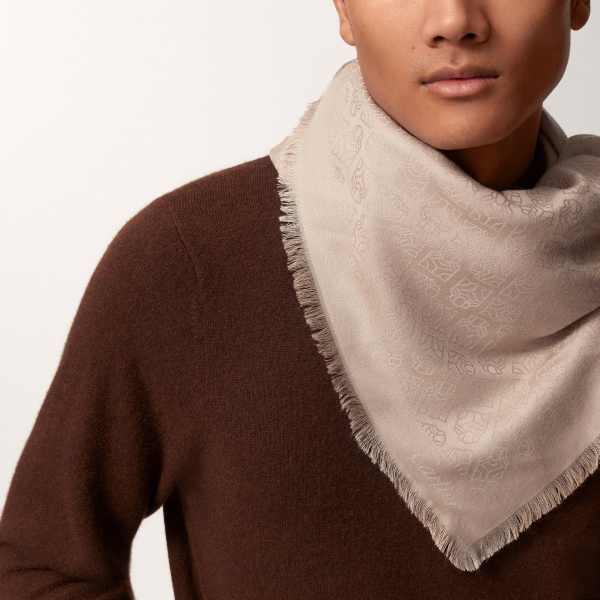 Panthère Graphique shawl Beige cashmere, wool and silk.