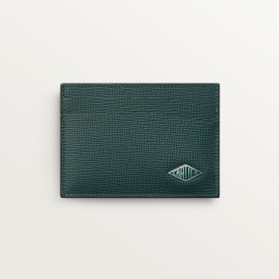 Cartier Losange系列小皮具，卡片夹 松绿色粒面小牛皮，镀钯饰面和松绿色珐琅