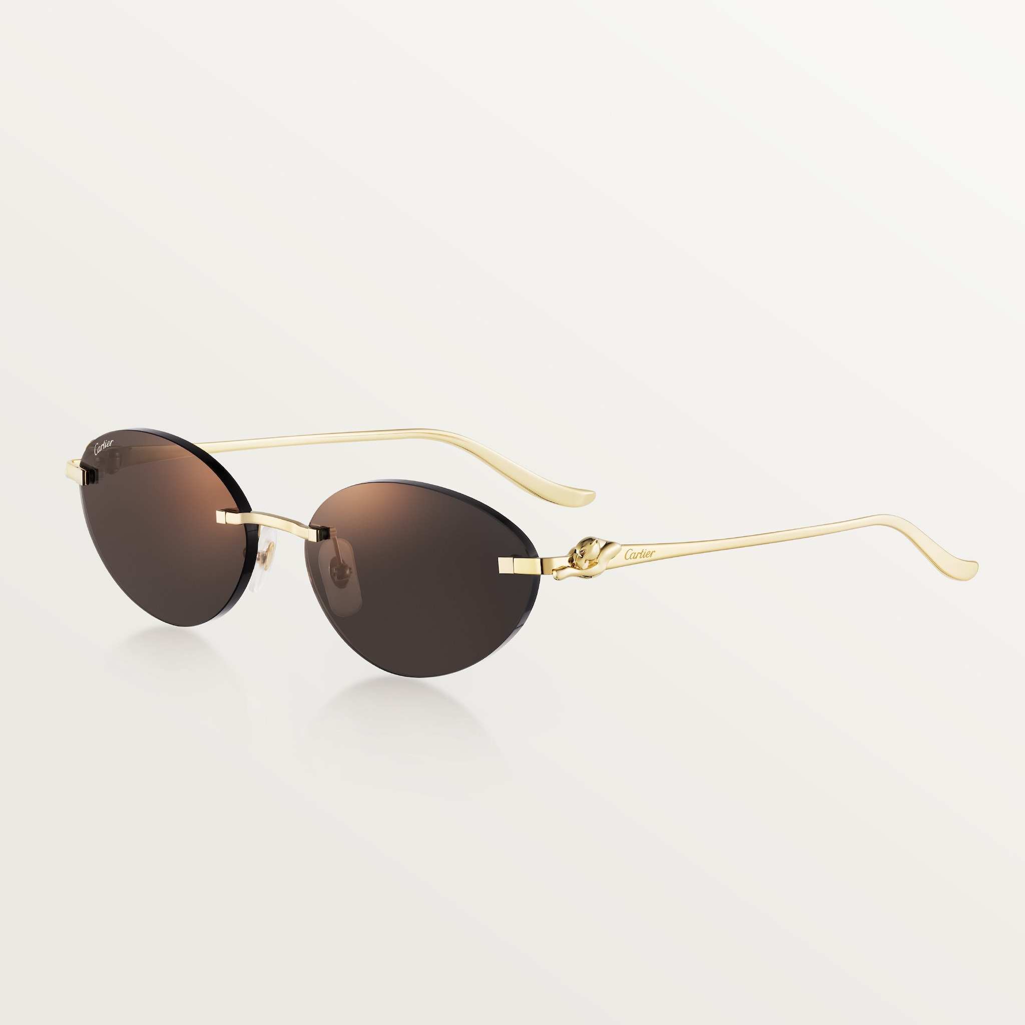 Panthère de Cartier, SunglassesSmooth golden-finish metal, grey lenses