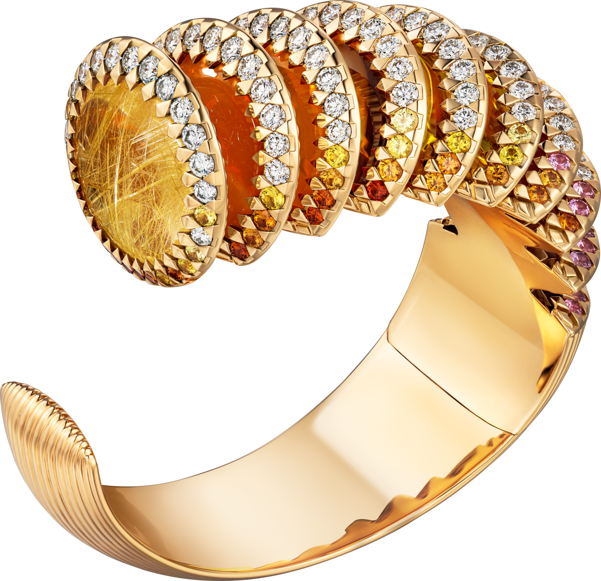 Polymorph BraceletRose gold, chalcedonies, moonstones, citrines, opals, quartz, spessartite garnets, sapphires, diamonds. 