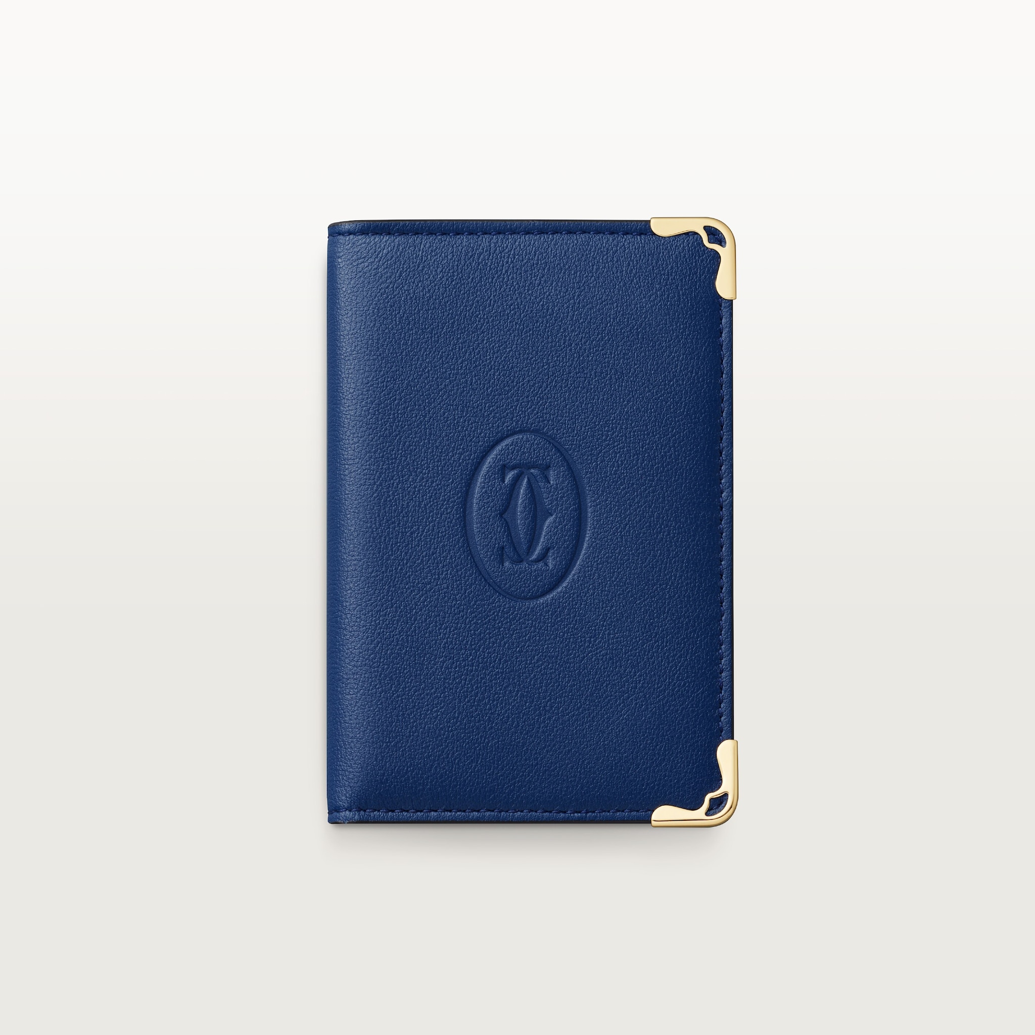 Four-credit card holder, Must de CartierDeep blue calfskin, palladium finish