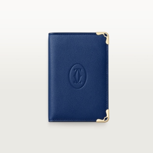 Card holder, Must Deep blue calfskin, golden finish