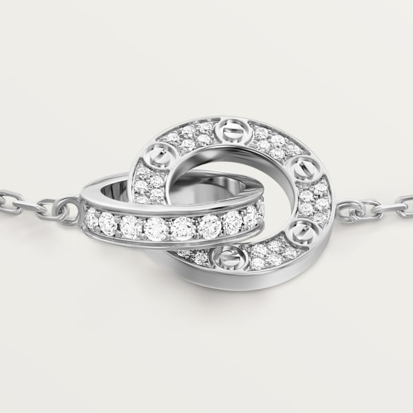 Love bracelet, on chain, paved White gold, diamonds