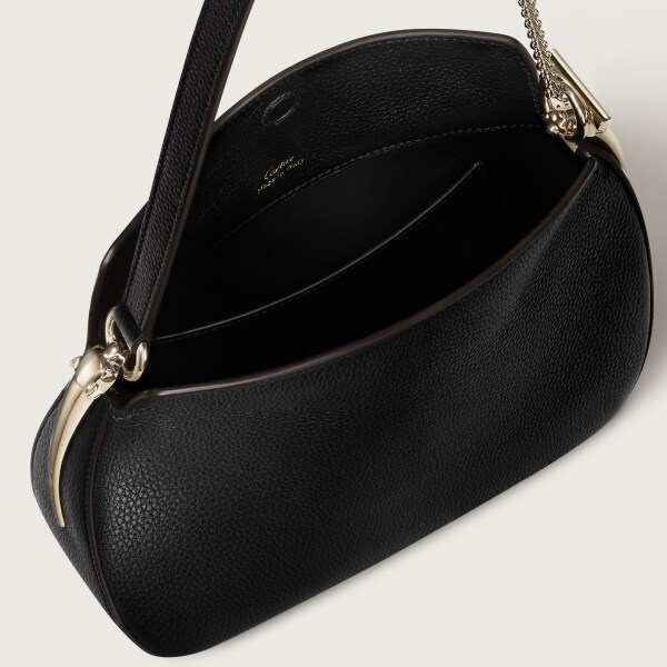 Mini model hobo bag, Panthère Double Grained black calfskin