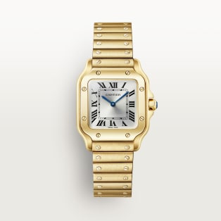 Santos de Cartier watch Small model, quartz movement, yellow gold, interchangeable metal and leather straps