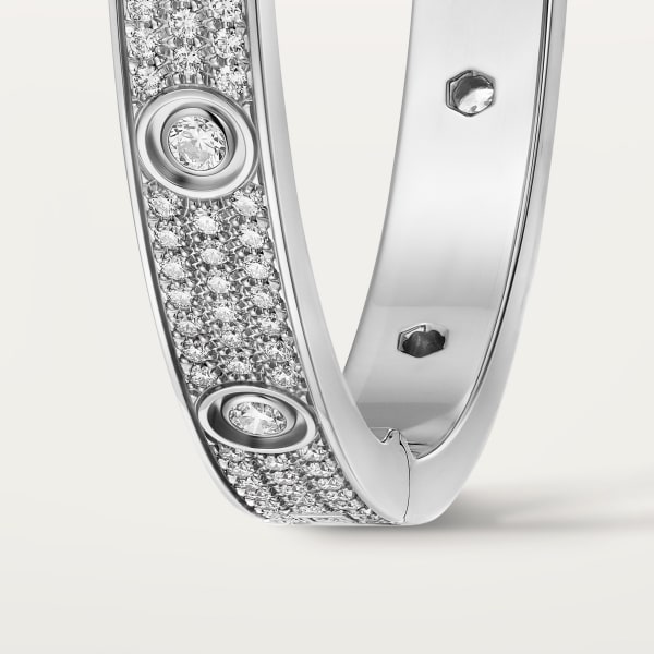 Love bracelet, classic model, paved, 12 diamonds White gold, diamonds