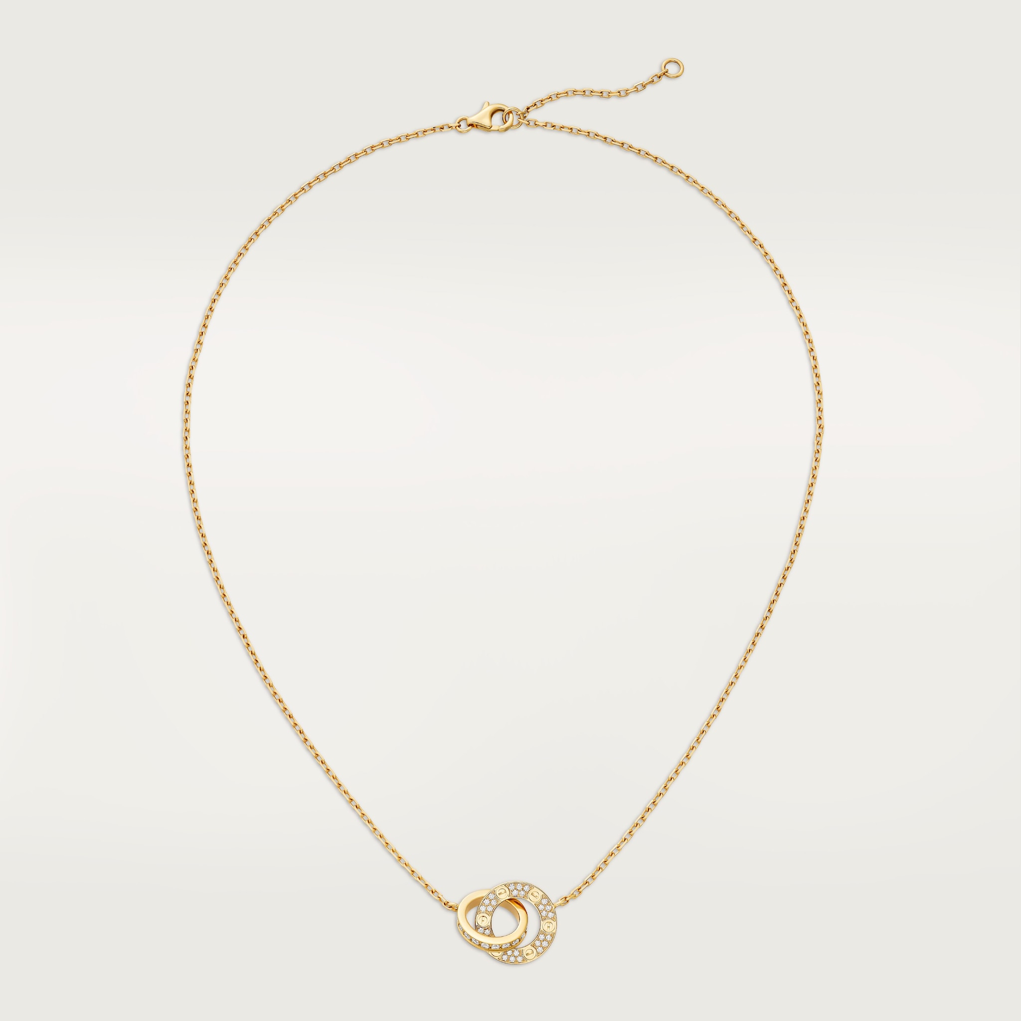 Love necklace, pavedYellow gold, diamonds