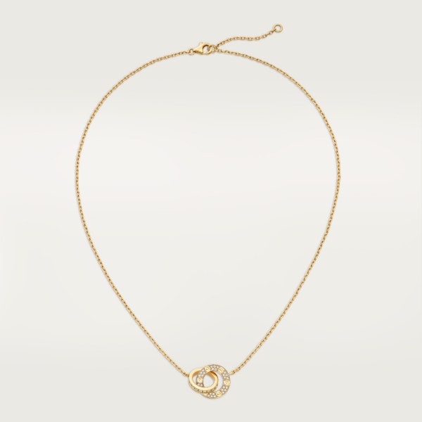 Love necklace, paved Yellow gold, diamonds