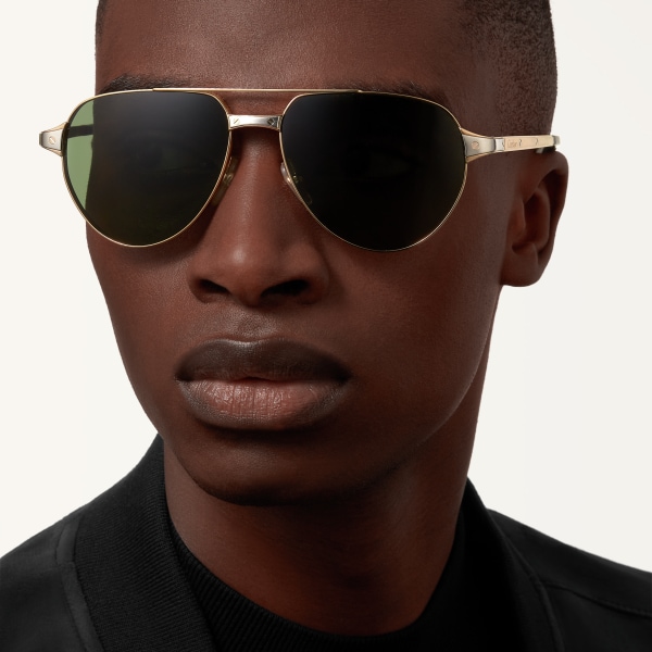 Santos de Cartier sunglasses Smooth and brushed golden-finish metal, green lenses