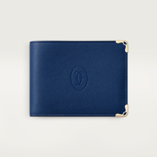 Wallet, Must Deep blue calfskin, golden finish