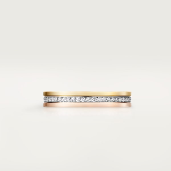 Vendome Louis Cartier wedding ring, width 3.5 mm, paved White gold, yellow gold, rose gold, diamonds