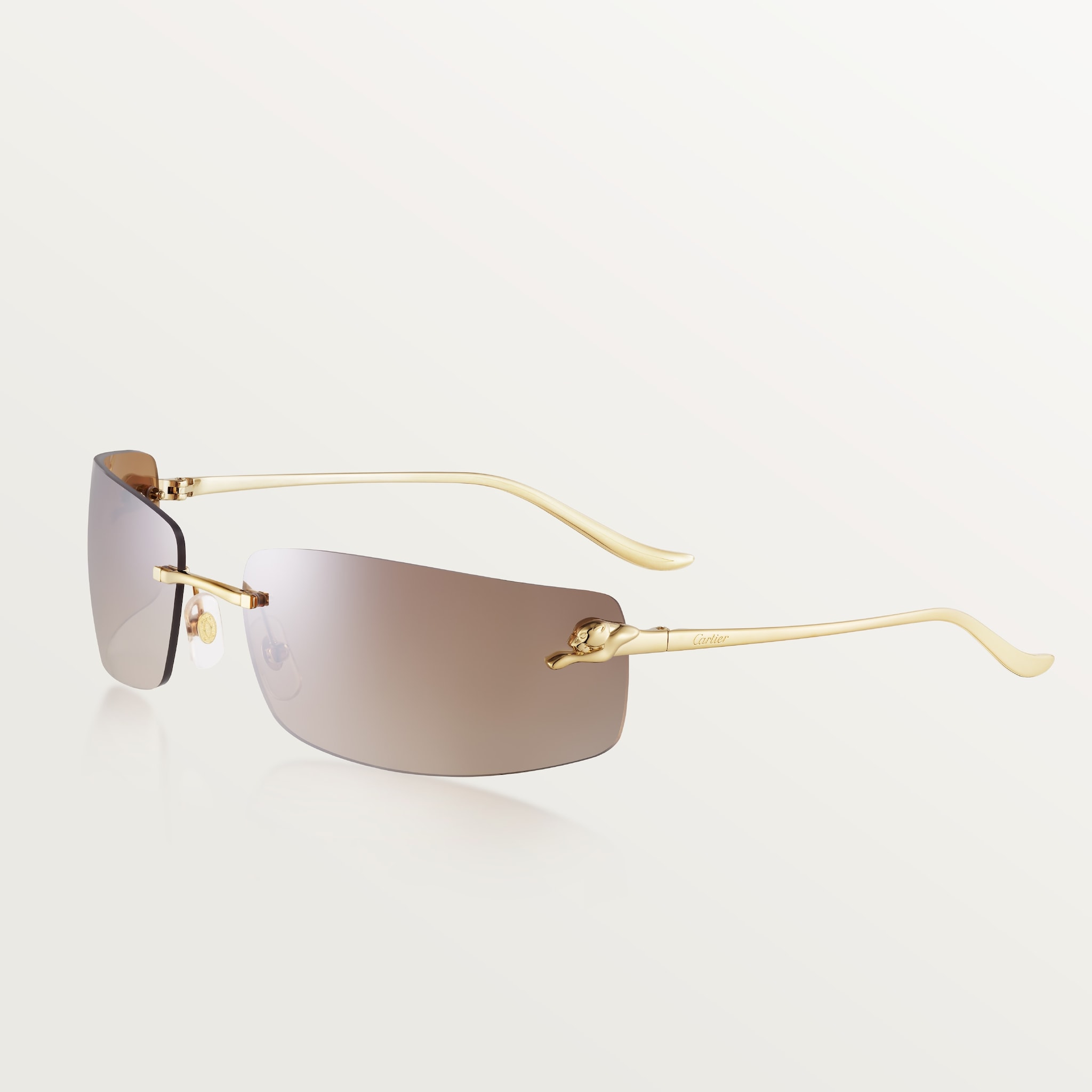 Panthère de Cartier, SunglassesSmooth golden-finish metal, brown gradient lenses