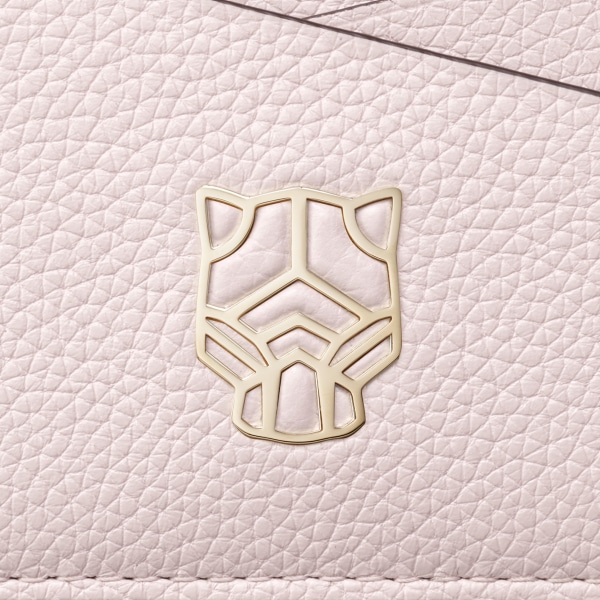 Simple card holder, Panthère Graphique de Cartier Petal pink grained calfskin, golden finish