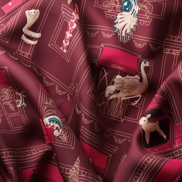 90 Scarf, Precious Address Red silk twill