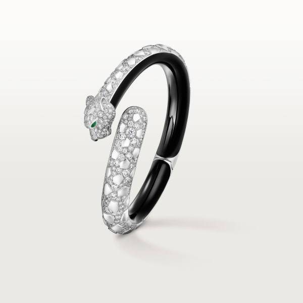 Panthère de Cartier bracelet, black lacquer, paved  White gold, black lacquer, onyx, emeralds, diamonds