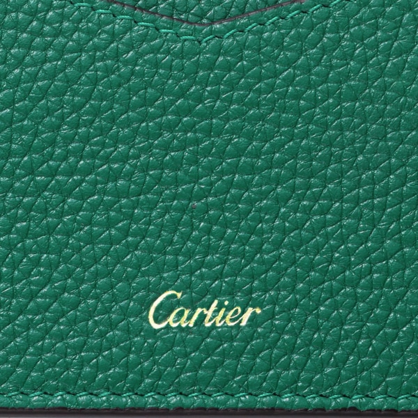 Panthère de Cartier卡地亚猎豹系列拉链名片夹 亮绿色小牛皮，镀金饰面