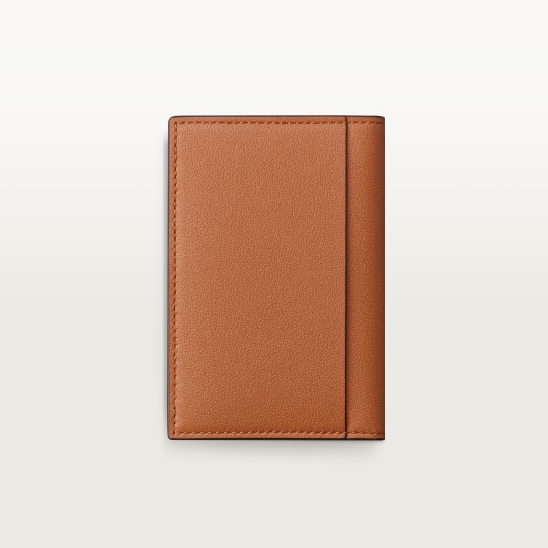 4 credit card holder, Cartier Losange Shadow Caramel-coloured and burgundy calfskin