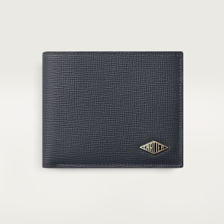 6 credit card compact wallet, Cartier Losange Slate grey and sky blue grained calfskin, golden finish and slate grey enamel