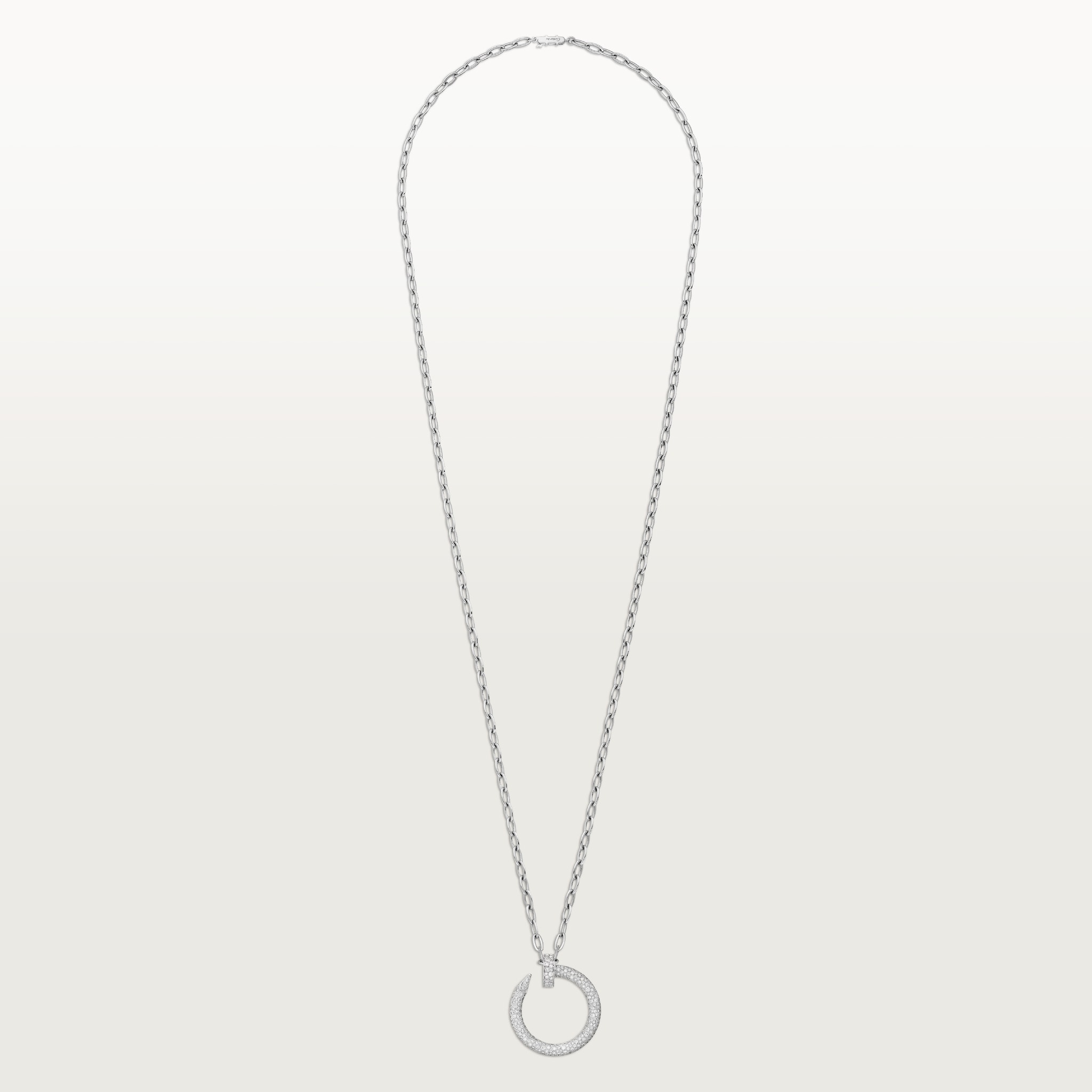 Juste un Clou long necklace, transformable, extra-large model, paved White gold, diamonds