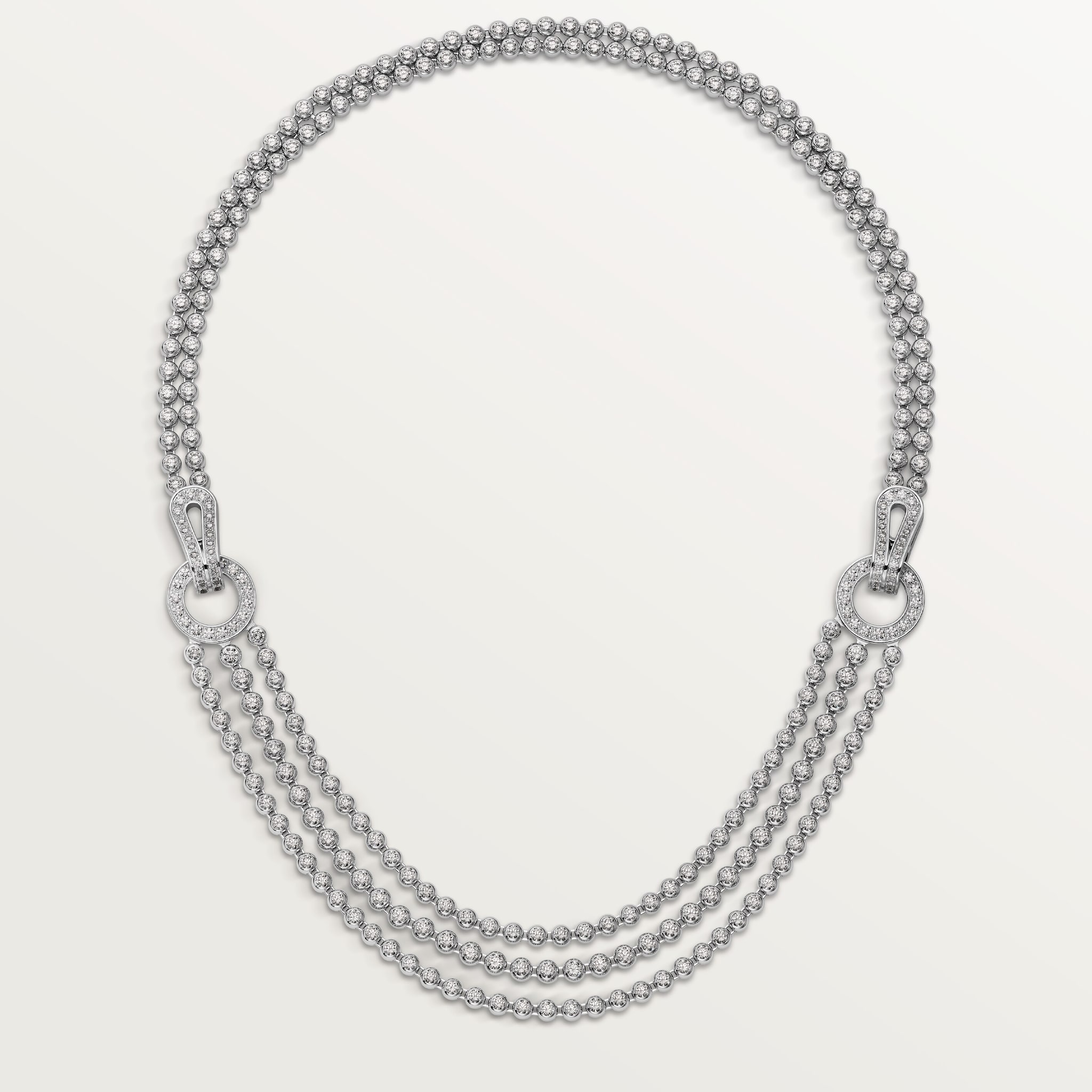 Agrafe necklace, brilliant-cut diamonds, paved White gold, diamonds