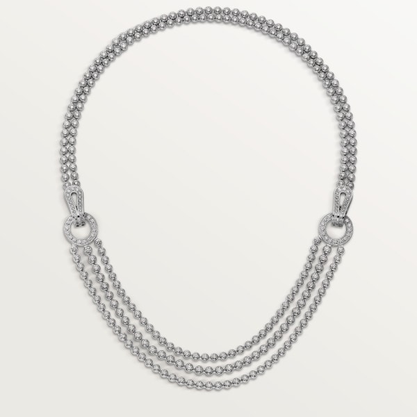 Agrafe necklace, brilliant-cut diamonds, paved  White gold, diamonds
