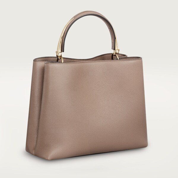 Medium model handle bag, Panthère Double de Cartier Clay-coloured grained calfskin