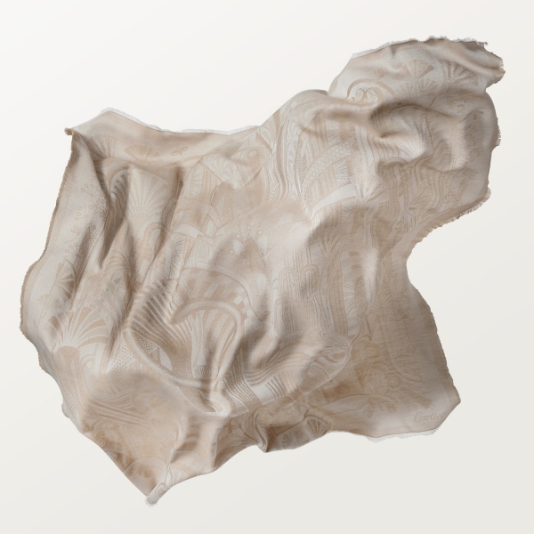 Panthère Art Déco系列披肩 米色羊毛与羊绒